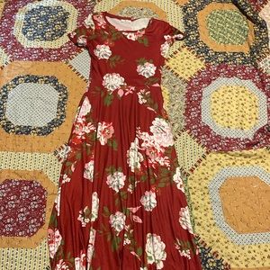 Pink floral maxi dress with pockets